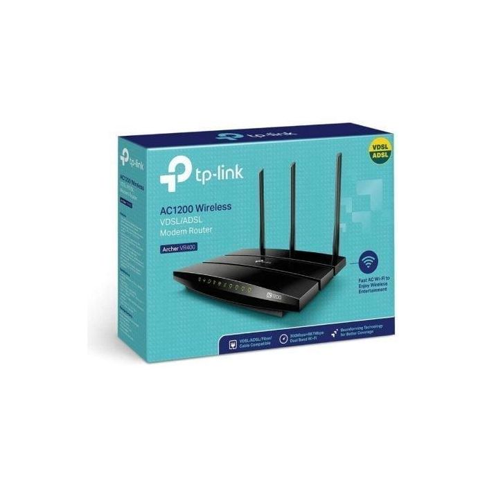 Módem Router Inalámbrico TP-Link Archer VR400 1200Mbps/ 2.4GHz 5GHz/ 3 Antenas/ WiFi 802.11ac/n/a/ - b/g/n 3 Módem Router Inalámbrico TP-Link Archer VR400 1200Mbps/ 2.4GHz 5GHz/ 3 Antenas/ WiFi 802.11ac/n/a/ - b/g/n 3
