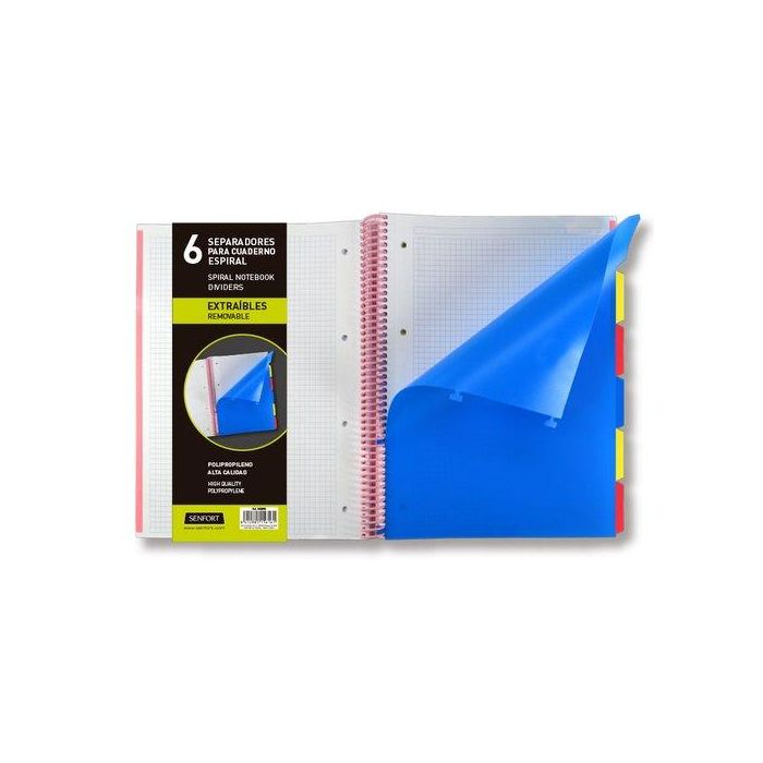 Separadores Senfort Pp Extraibles A4 6 Pestañas (Set de 10)