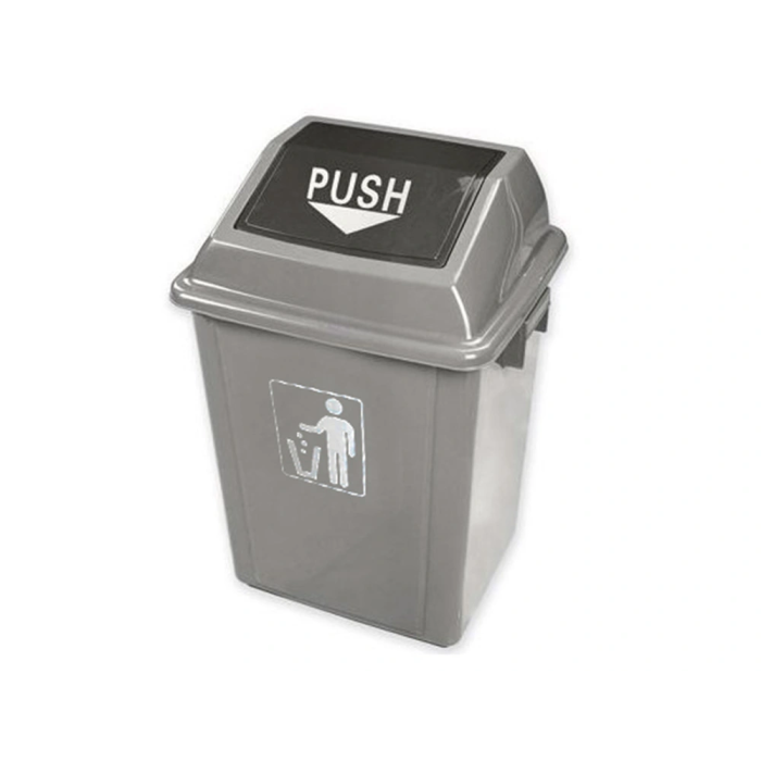 Q-connect Papelera Contenedor Plástico con Tapa de Balancín, 20 Litros, Gris, 340x240x450 mm 1