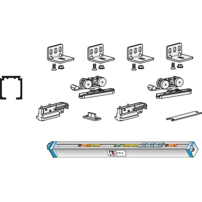 TERNO 1058.88 Kit Completo Herrajes Puerta Corredera Madera Eclettica Freno Amortiguado 120 kg Carril 3M Visto/Oculto TERNO 1058.88 Kit Completo Herrajes Puerta Corredera Madera Eclettica Freno Amortiguado 120 kg Carril 3M Visto/Oculto
