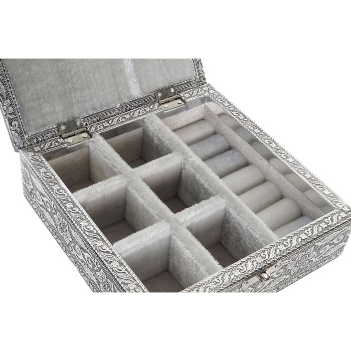DKD Home Decor Joyero Indio Plateado Natural Madera Aluminio 18 x 18 x 6 cm 3