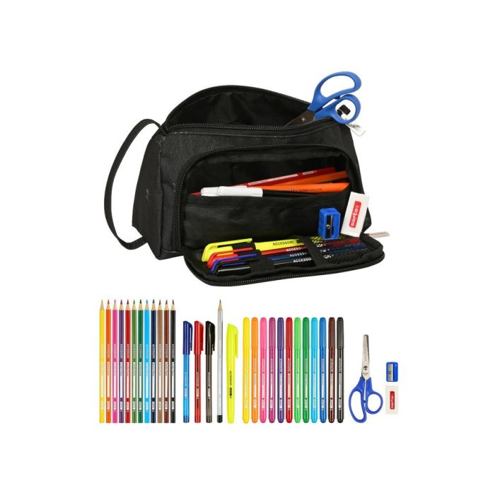 Estuche Escolar con Accesorios Safta California Negro 20 x 11 x 8.5 cm (32 Piezas) 2