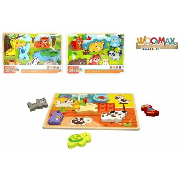 Puzzle de madera insectos, mascotas o animales 29,5x21 cm (woomax) - modelos surtidos