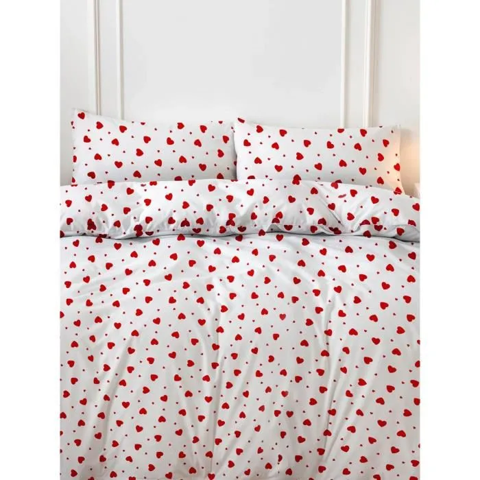 Juego de Cama Funda Nórdica 220x240 cm y Fundas de Almohada 60x60 cm 50% Algodón 50% Poliéster Rojo ASI8684283278640 2