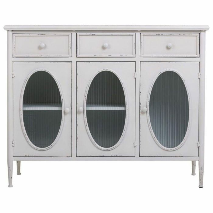 Aparador Alexandra House Living Blanco Metal Vidrio 40 x 80 x 100 cm 5