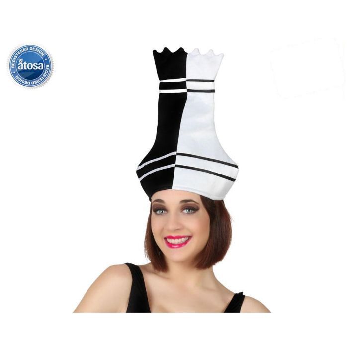 Gorro de Ajedrez Rey Blanco y Negro para Adultos - Diseño Original para Fiestas y Disfraces