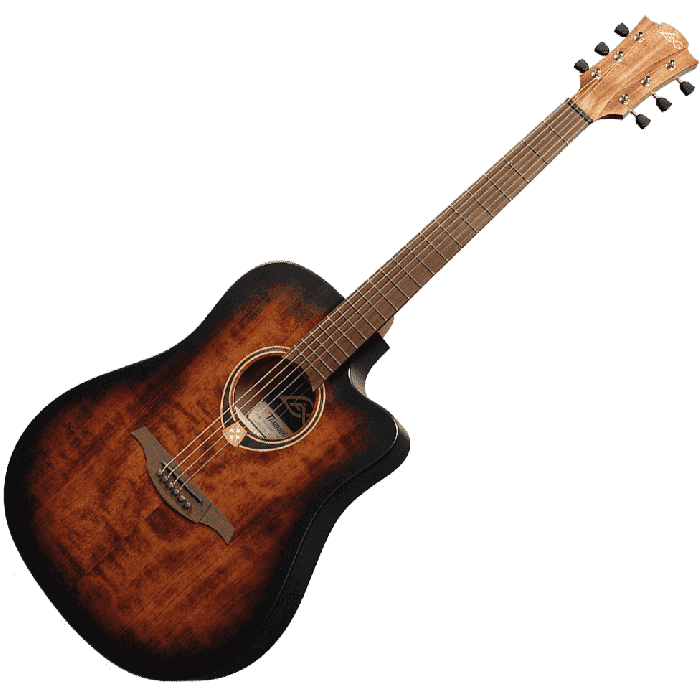 LAG Guitarra Cústica Electroacústica Tramontane 70 A/E Dreadnought Cutaway Sunburst 3
