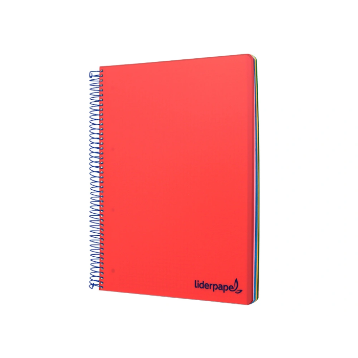 Liderpapel Cuaderno Espiral A4 Plástico 120 Hojas 90gr Cuadro 5mm Rojo 2