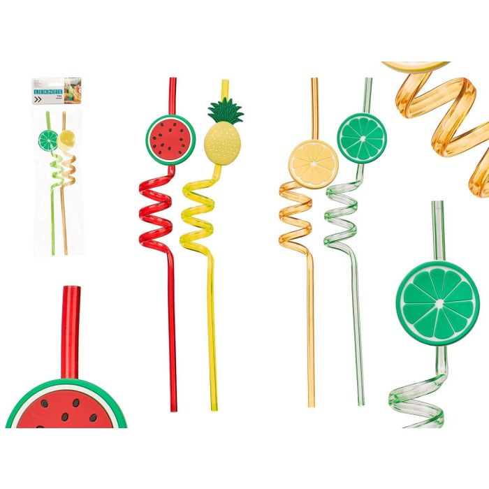 Leknes Set de 2 Pajitas de Frutas Surtidas en Colores, Plástico PET y PVC, 10x33x3.5 cm (48 Unidades) Leknes Set de 2 Pajitas de Frutas Surtidas en Colores, Plástico PET y PVC, 10x33x3.5 cm (48 Unidades)