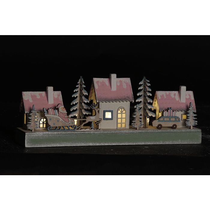 DKD Home Decor Set 2 Adornos de Navidad Tradicionales Casa Papá Noel Madera Iluminación LED Pilas AAA Rojo Rosa Palo 6x12x30cm 1 DKD Home Decor Set 2 Adornos de Navidad Tradicionales Casa Papá Noel Madera Iluminación LED Pilas AAA Rojo Rosa Palo 6x12x30cm 1