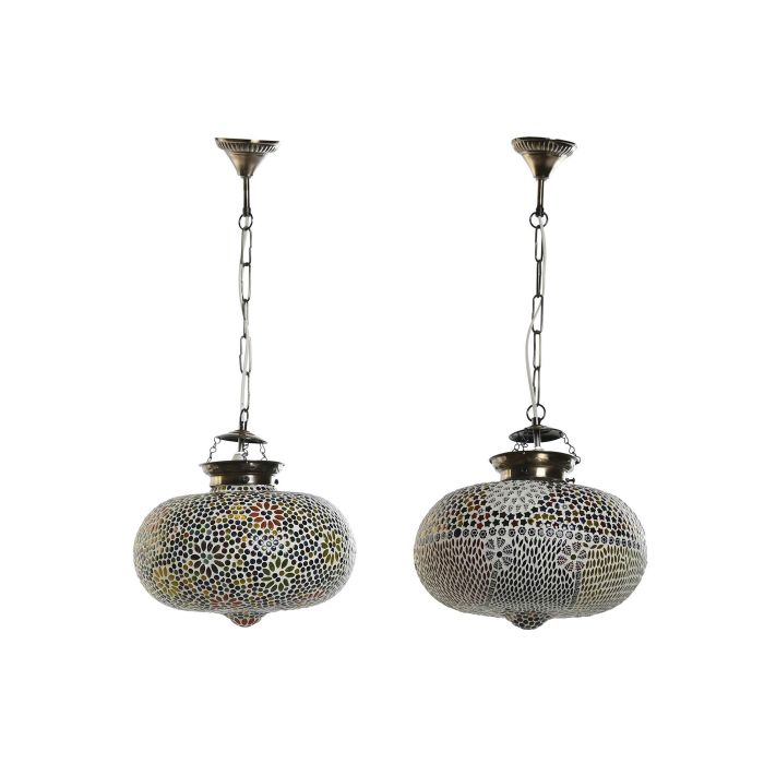 DKD Home Decor Lámpara de Techo Árabe Multicolor Cristal Mosaico 32 x 26 x 32 cm (2 Unidades) 1