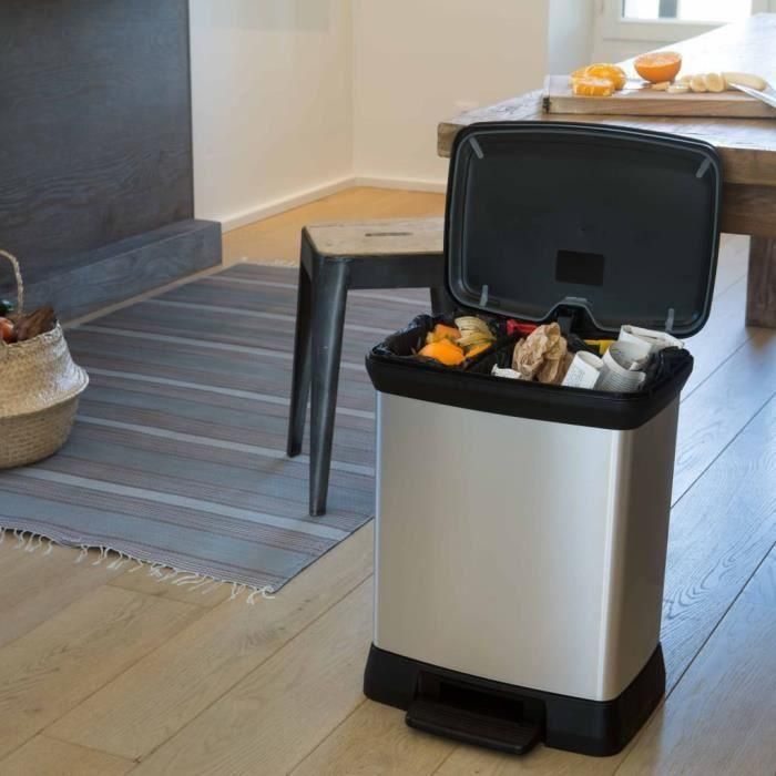 Curver Cubo de Basura con Pedal Duo Déco, 2 Compartimentos: 10L + 18L - Cierre Suave Antirruido y Antiolor, Muy Resistente - 39x29x50,5 cm 2 Curver Cubo de Basura con Pedal Duo Déco, 2 Compartimentos: 10L + 18L - Cierre Suave Antirruido y Antiolor, Muy Resistente - 39x29x50,5 cm 2