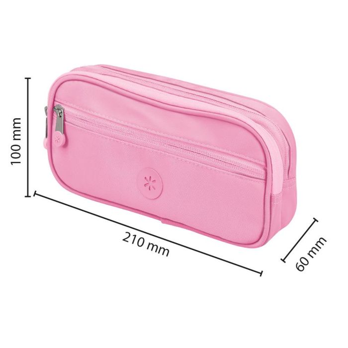 Estuche Portatodo Antartik 3 Compartimentos Compañero De Mochila Color Rosa 100 X 60 X 220 mm 1