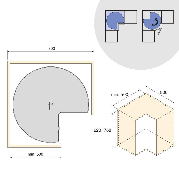 Emuca Juego de bandejas giratorias Harmony 3/4, Módulo ancho 800mm, Altura regulable, Acero y Madera, Gris antracita 8 Emuca Juego de bandejas giratorias Harmony 3/4, Módulo ancho 800mm, Altura regulable, Acero y Madera, Gris antracita 8