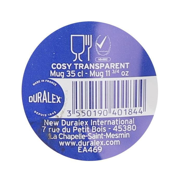 Mug Transparente Cosy 350 cc - Duralex (24 Unidades) 1 Mug Transparente Cosy 350 cc - Duralex (24 Unidades) 1