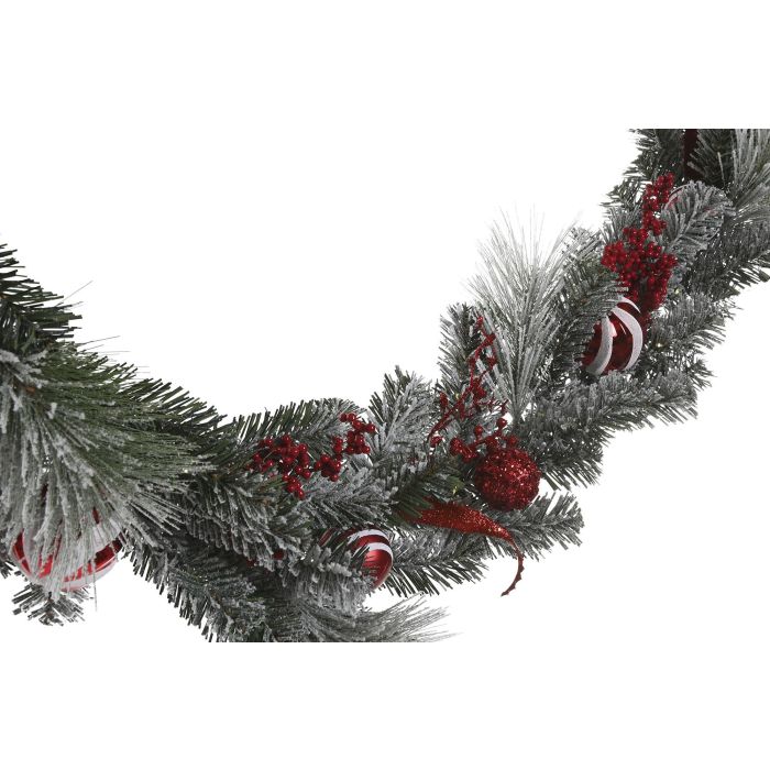 Guirnalda Navidad Tradicional DKD Home Decor Blanco Rojo 15 x 180 x 20 cm (2 Unidades) 2