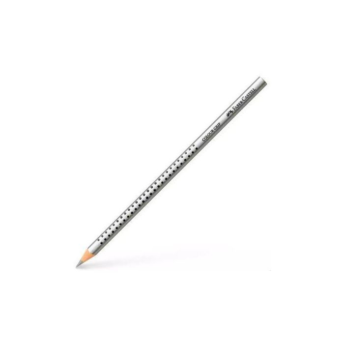 Faber Castell Lápiz Color Acuarelable Colour Grip Plata, Agarre Antideslizante, Triangular Ergonómico, 12 Unidades (12 Unidades)