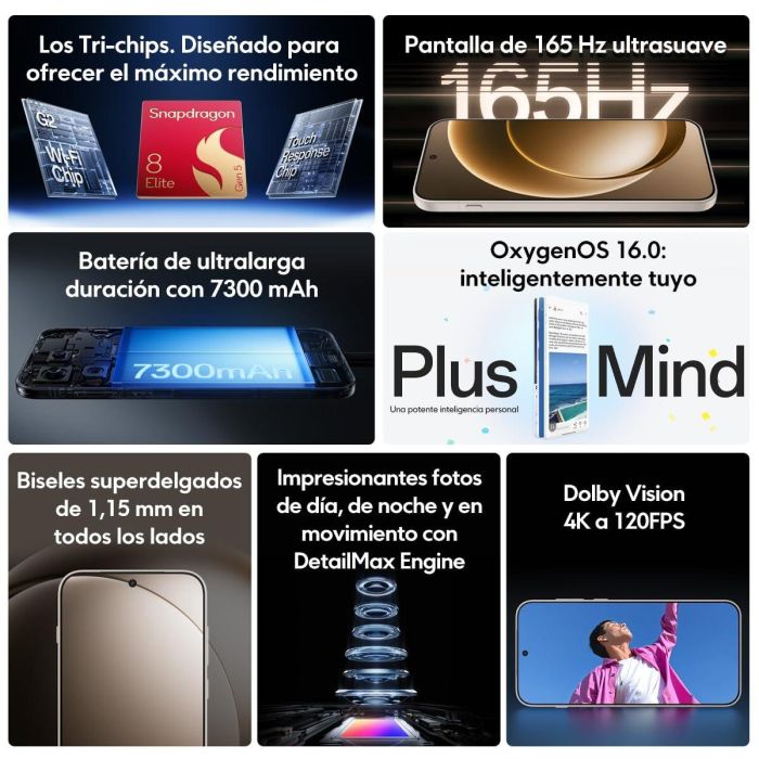 Smartphone OnePlus 15 5G 6,78" Octa Core 16 GB RAM 512 GB Negro 9