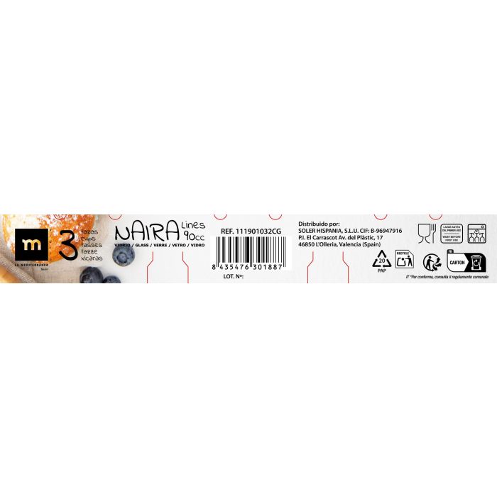 La Mediterranea Set 3 Tazas Café 90 cc Lines "Naira" Ø 5.7 x 7.1 cm (24 Cajas) 4