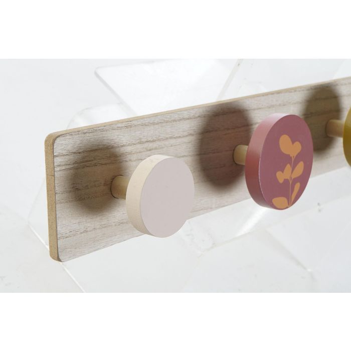 DKD Home Decor Perchero de Pared Estilo Shabby Chic Colección Pink Decor de MDF Rosa Natural con Ganchos 50x8x5.5 cm Pack de 4 Unidades 1