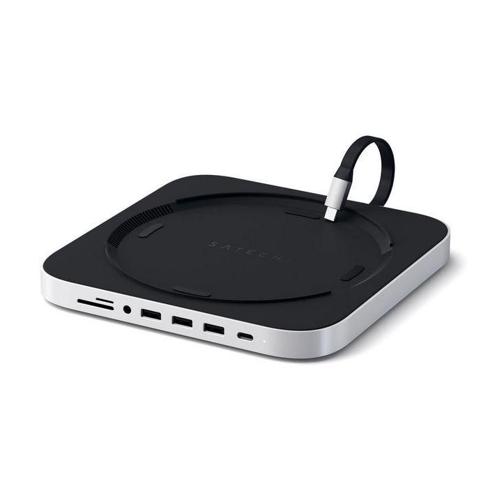 Satechi Hub y Soporte de Aluminio Tipo C para Mac Mini con USB-A, USB-C, HDMI, Ethernet y Jack 3.5mm Plateado/Negro 1