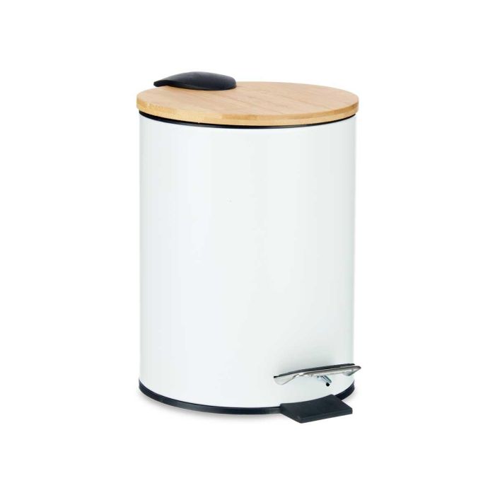 Papelera Metal Tapa Bambu 3L Blanco Berilo 22x23x17cm (4 Unidades) 1 Papelera Metal Tapa Bambu 3L Blanco Berilo 22x23x17cm (4 Unidades) 1
