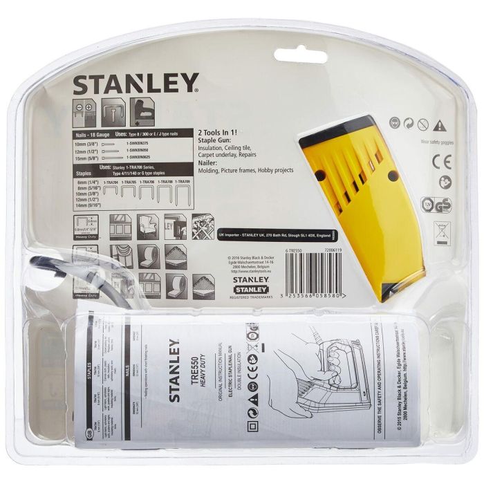 Stanley TRE550 pro Grapadora eléctrica para grapas y clavos tipo G, potencia ajustable, uso intensivo, gama profesional 2 Stanley TRE550 pro Grapadora eléctrica para grapas y clavos tipo G, potencia ajustable, uso intensivo, gama profesional 2
