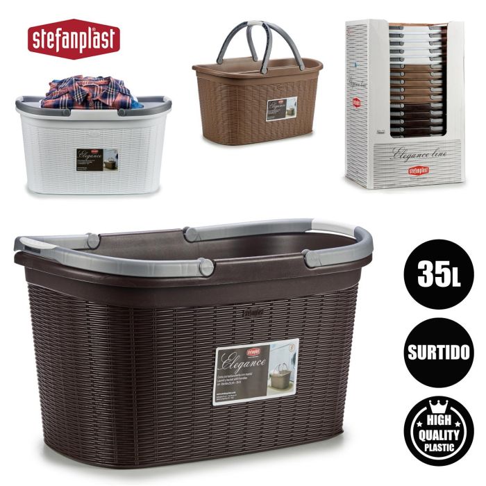 Cesto Ropa Elegance Stefanplast 57.5x29x36.5 cm, 35L, Beige/Blanco/Chocolate (15 Unidades) 3 Cesto Ropa Elegance Stefanplast 57.5x29x36.5 cm, 35L, Beige/Blanco/Chocolate (15 Unidades) 3
