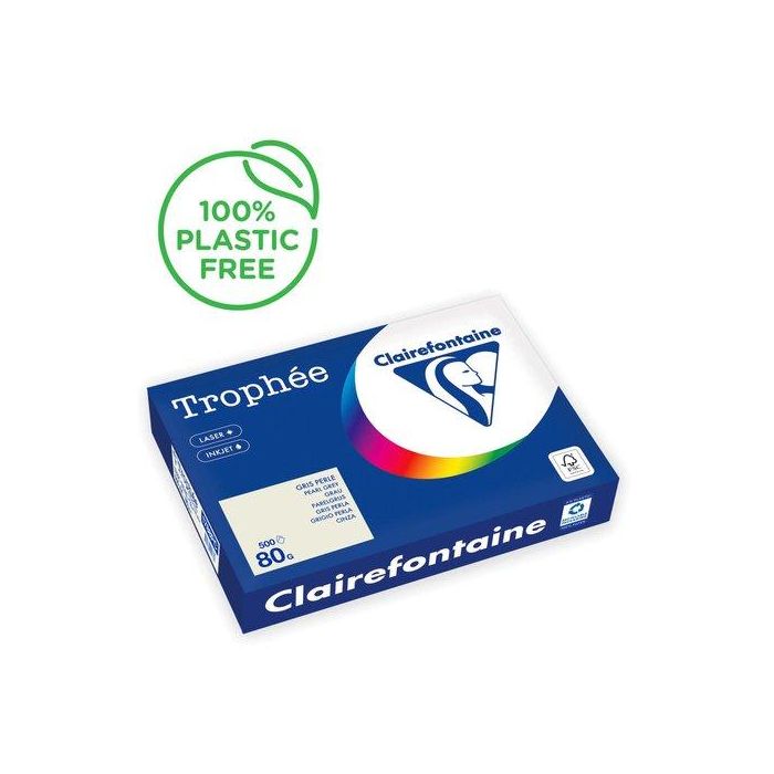 Papel De Color A4 Clairefontaine Trophee 80G 500H Pastel Gris Perla