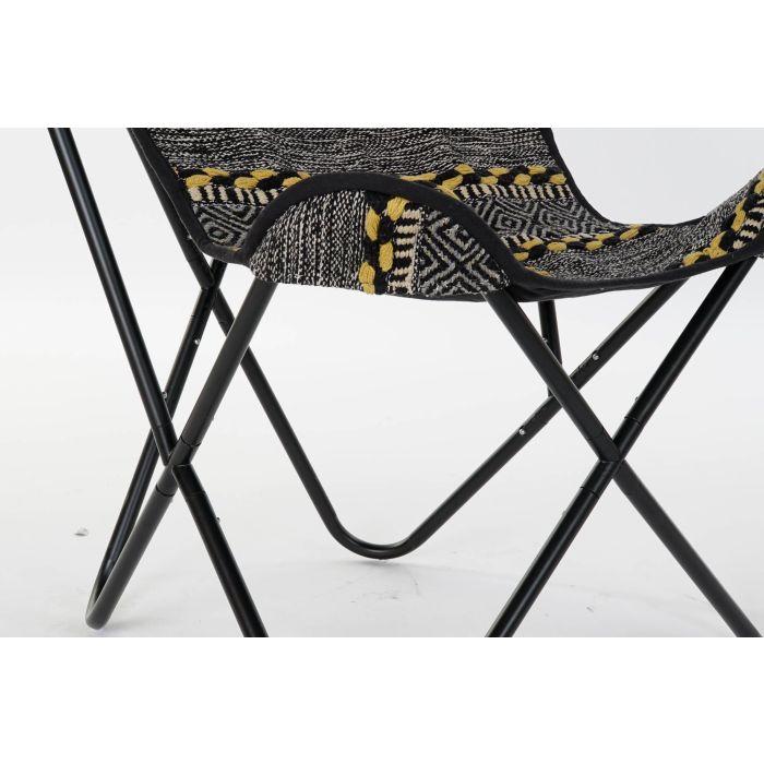 DKD Home Decor Sillón Indio Negro Blanco 65 x 90 x 74 cm Algodón Hierro 3 DKD Home Decor Sillón Indio Negro Blanco 65 x 90 x 74 cm Algodón Hierro 3