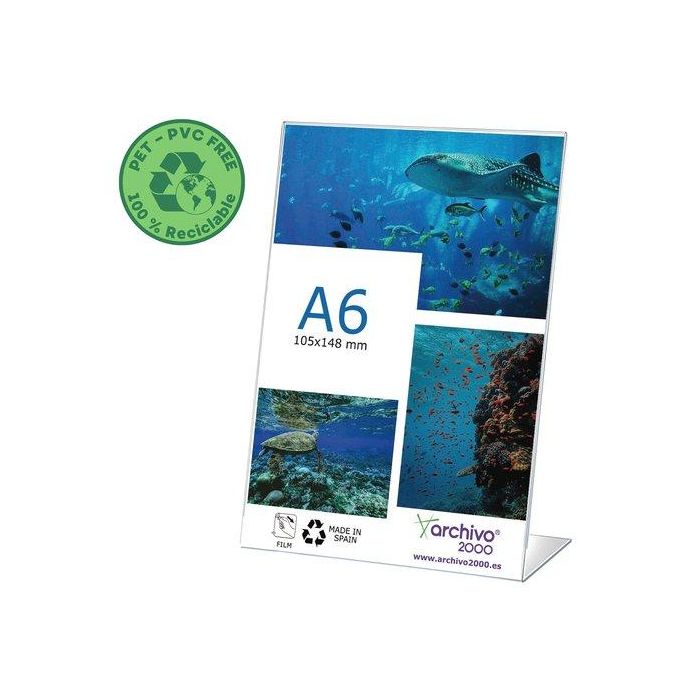 Expositor Sobremesa A.2000 En Forma De L A6 Vertical Flexible Cristal Pack De 10