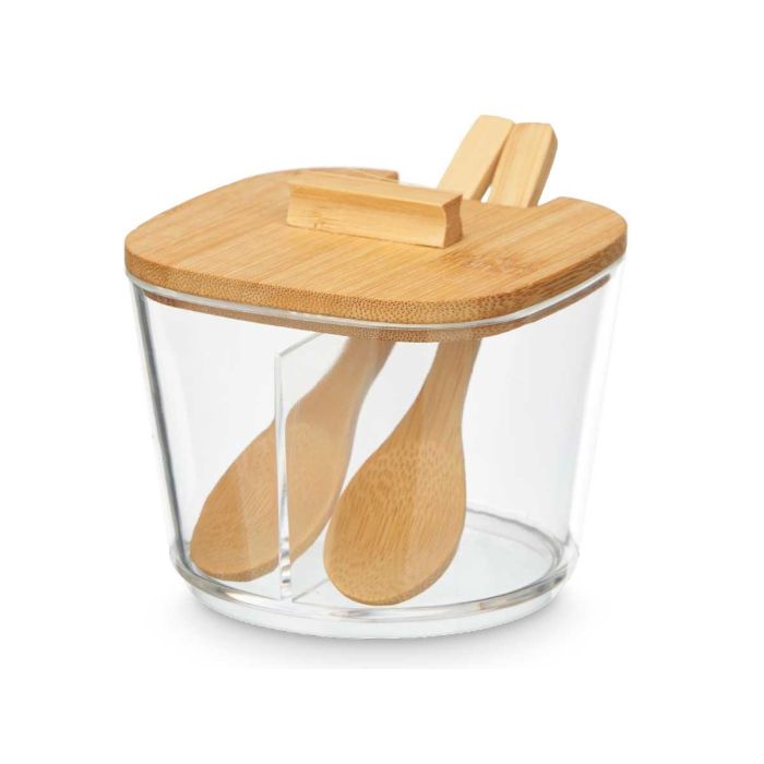 Azucarero Doble Tapa Bambú Kinvara 10 x 9.5 x 11.5 cm - Transparente/Marrón (18 Unidades) 1 Azucarero Doble Tapa Bambú Kinvara 10 x 9.5 x 11.5 cm - Transparente/Marrón (18 Unidades) 1