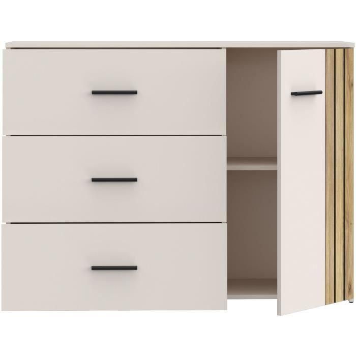 Cómoda - WAIKATO - 3 cajones - 1 puerta - Blanco - 119,9 x 41,3 x 89,7 cm 4