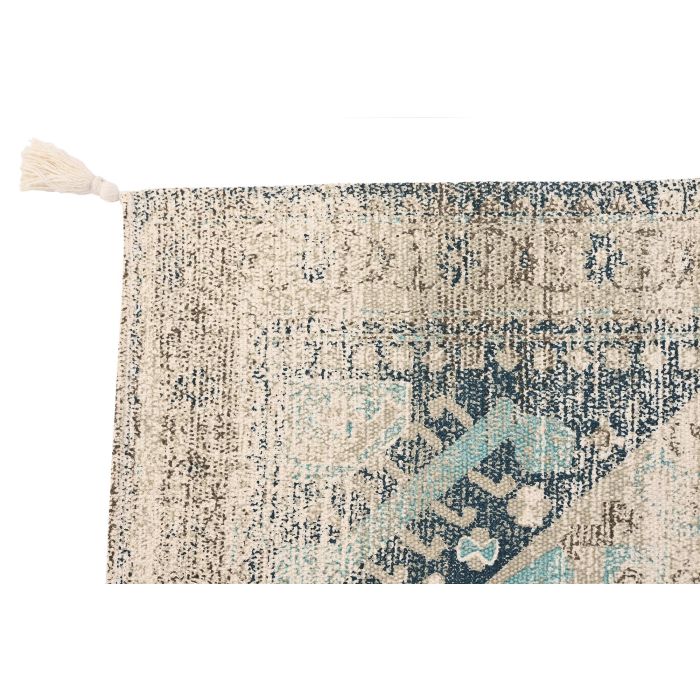 DKD Home Decor Alfombra Árabe Colección Casablanca de Poliéster Hecha a Mano con Flecos Azul Beige 900 gsm 180x120 cm 1 DKD Home Decor Alfombra Árabe Colección Casablanca de Poliéster Hecha a Mano con Flecos Azul Beige 900 gsm 180x120 cm 1