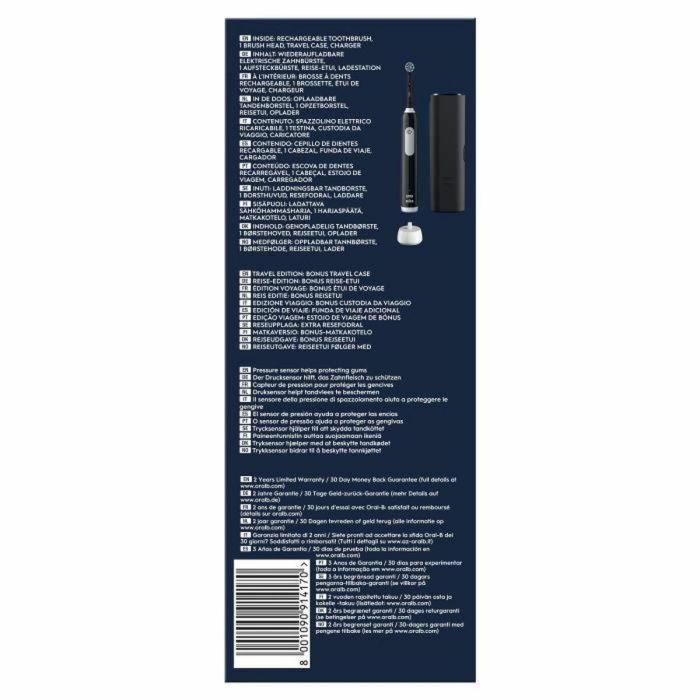 Cepillo de dientes eléctrico - ORAL-B - Pro 1 - Negro - Sensor de presión 360 - 7 días de duración de la batería 2 Cepillo de dientes eléctrico - ORAL-B - Pro 1 - Negro - Sensor de presión 360 - 7 días de duración de la batería 2