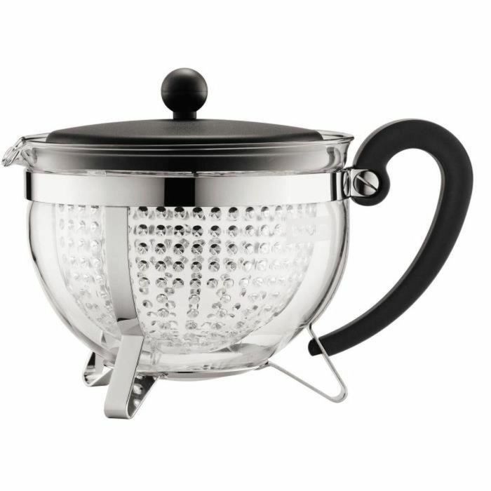 Bodum Chambord Tetera con Filtro Acrílico Tipo Cesta para Infusión Perfecta de Té y Tisanas 1.3L Vidrio Plástico Negro