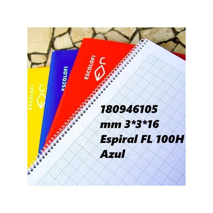 Escolofi Cuaderno Espiral Folio 100H 70 gr Milimetrado 3x3x16 Azul (5 Unidades) (5 Unidades)