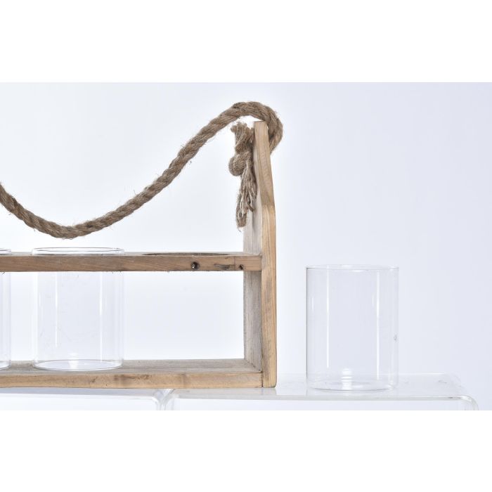 DKD Home Decor Jarrón Cottage Natural Transparente Cristal y Paulownia 12 x 22 x 34 cm (4 Unidades) 2