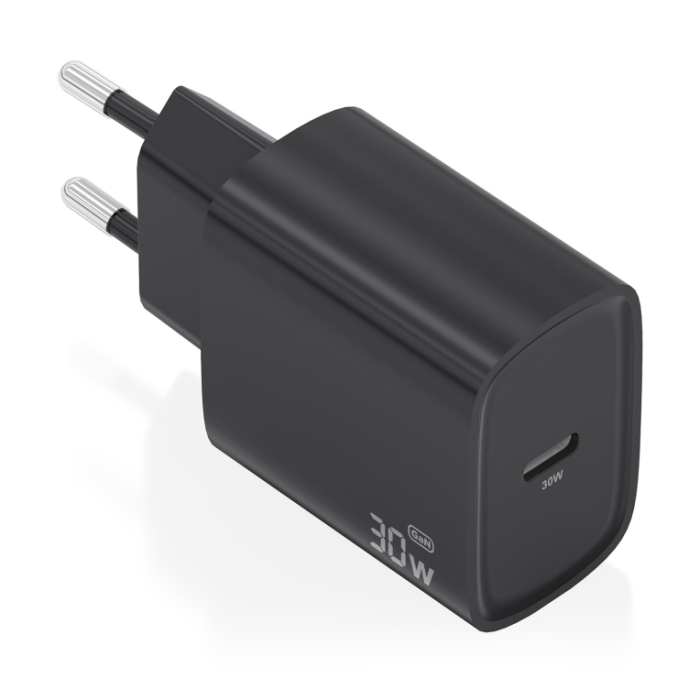AISENS Cargador GaN USB-C PD3.0 30W Negro para Portátil Móvil Tablet Carga Rápida