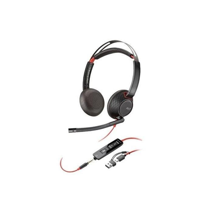 Poly 8X231A6 Auriculares Estéreo Supraaurales Blackwire 5220 Micrófono Cancelación Ruido, USB-C, 3.5mm, Adaptador USB-A, Negros. Poly 8X231A6 Auriculares Estéreo Supraaurales Blackwire 5220 Micrófono Cancelación Ruido, USB-C, 3.5mm, Adaptador USB-A, Negros.