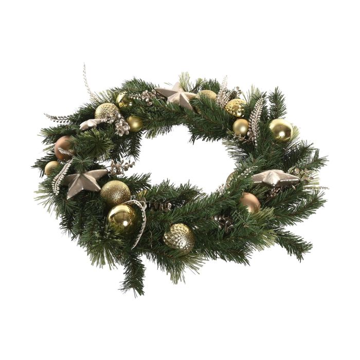 Corona Navidad Moderna DKD Home Decor Verde Dorado 10 x 60 x 60 cm (2 Unidades) 4