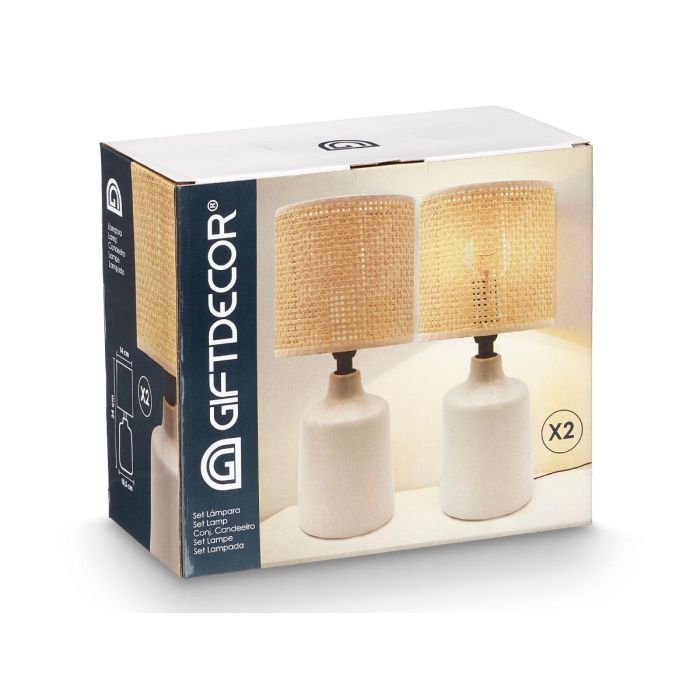 Set 2 Lámparas de Sobremesa Blancas Giftdecor 29x25x24 cm - Cerámica, Plástico, Metal (6 Unidades) 2 Set 2 Lámparas de Sobremesa Blancas Giftdecor 29x25x24 cm - Cerámica, Plástico, Metal (6 Unidades) 2