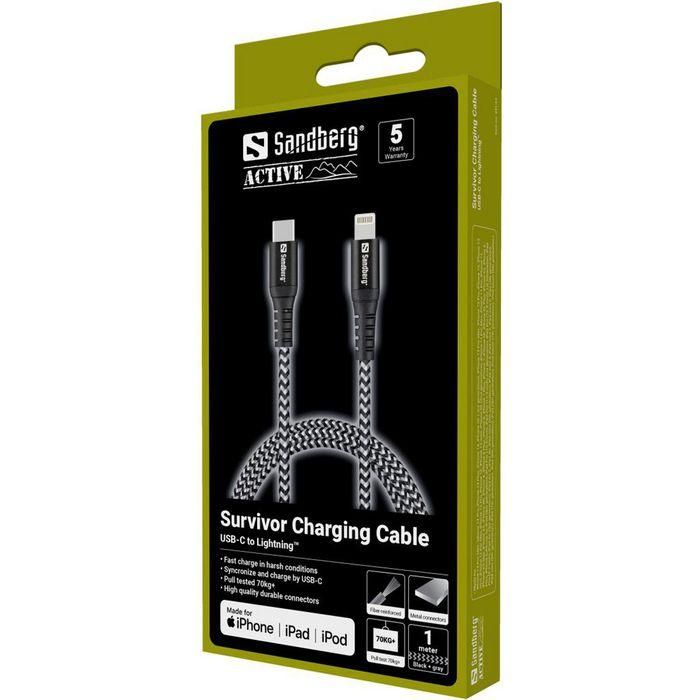 Sandberg Survivor Cable USB-C a Lightning 1M iPhone iPad, Carga PD, Kevlar Reforzado, Duradero (70Kg, 60.000 Plegados) 1 Sandberg Survivor Cable USB-C a Lightning 1M iPhone iPad, Carga PD, Kevlar Reforzado, Duradero (70Kg, 60.000 Plegados) 1