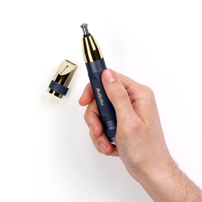 Babyliss Recortadora de Precisión E112E Super-X Metal para Nariz Orejas y Cejas Hombre Acabado Dorado y Azul 2