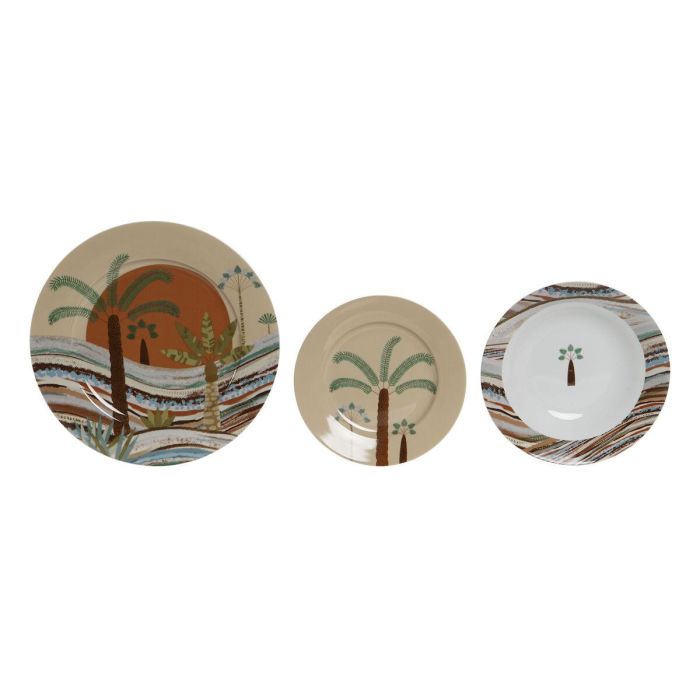 Vajilla Boho DKD Home Decor Terracota Beige 27 x 2 x 27 cm Set de 18 1