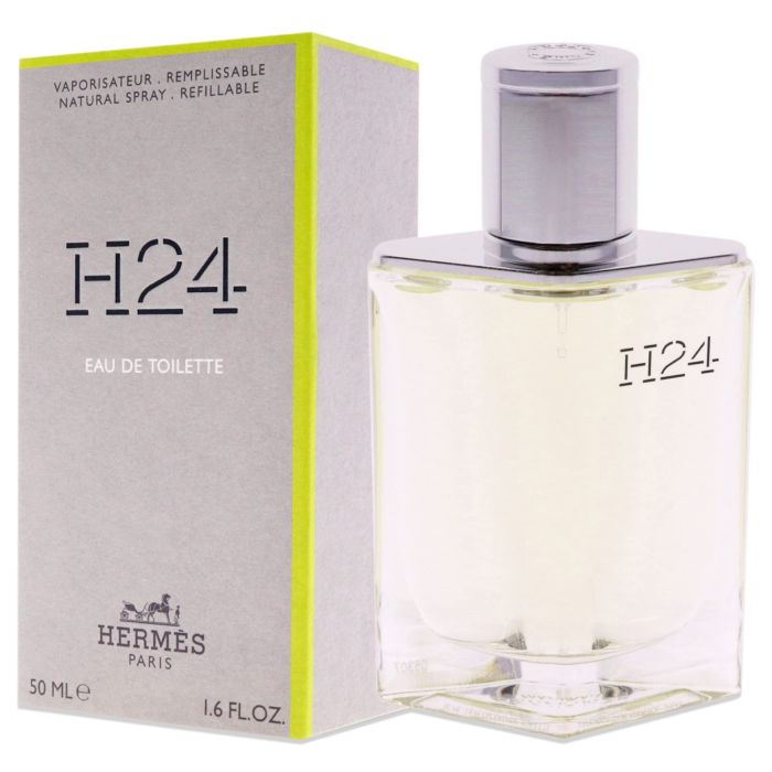 Hermès H24 Perfume Eau de Parfum para Hombre 50 ml, Vaporizador Recargable con Notas Amaderadas de Salvia y Esclareno