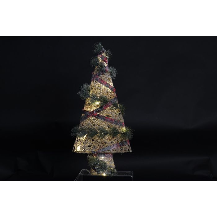 DKD Home Decor Árbol de Navidad Alpina con Iluminación LED de Ratán, Colores Natural, Verde y Rojo, 60 x 40 x 15 cm 1 DKD Home Decor Árbol de Navidad Alpina con Iluminación LED de Ratán, Colores Natural, Verde y Rojo, 60 x 40 x 15 cm 1