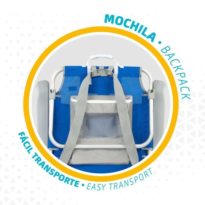 Silla Plegable con Reposacabezas Aktive Azul 55 x 86 x 66 cm (2 Unidades) 1 Silla Plegable con Reposacabezas Aktive Azul 55 x 86 x 66 cm (2 Unidades) 1