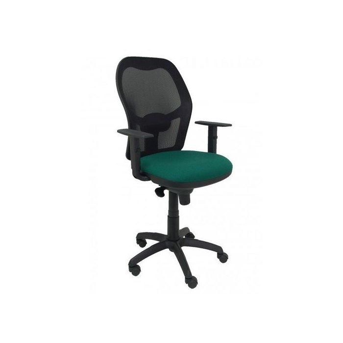 Silla Piqueras Y Crespo Jorquera Brazos Regulables Mecanismo Sincro Con Regulador De Tension Respaldo De Malla Negra Y Asiento Tapizado Bali Verde Botella