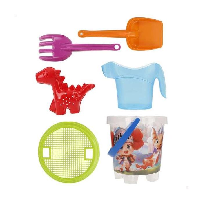 Color Baby Cubo de playa Dragones del Castillo diametro 18 cm con pala, rastrillo y regadera 3